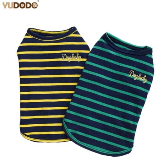 Summer Small Dog Clothes For Chihuahua YorkShire Breathable Cotton Loose Pet T-shirt Fashion Striped Dogs Vest