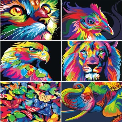 Paints By Numbers Animals 50x40cm Pictures Oil Painting By Numbers Set Gift Coloring By Numbers Canvas Wall Set Room Decoration
