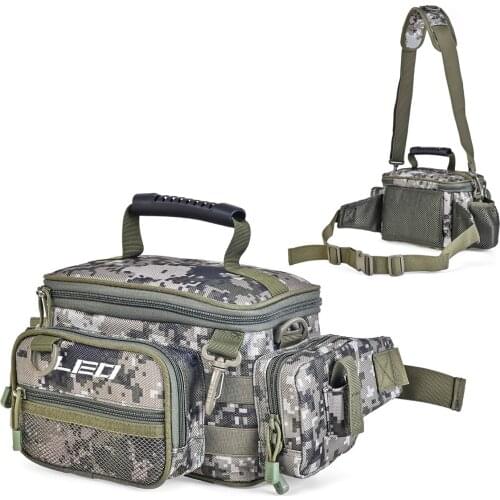 Multifunctional 4.8L Camouflage Fishing Bag Portable Waterproof Fishing Rod Lure Reel Line Tackle Storage Messenger Waist Bag