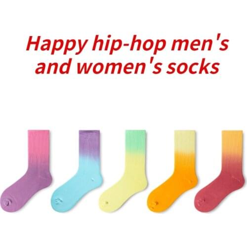 Fashion socks tie dye basketball sports skate socks hip hop Pair Rainbow Womens Mens happy high trend Cotton socks Hit sales