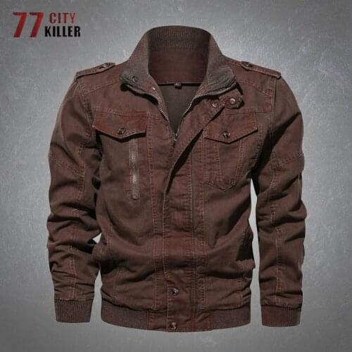 Military Retro Cargo Jacket Men Multiple Pockets Casual Solid Color Coats Male Commute Combat Tactical Mens Jackets Big Size 6XL