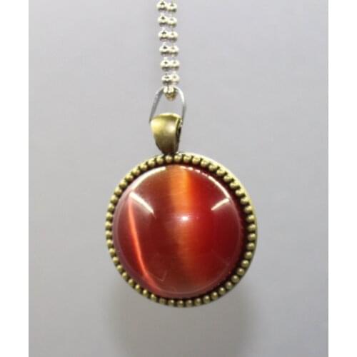 Natural handmade orange round bird cat eye pendant Women mens Amulet Jewelry free shipping