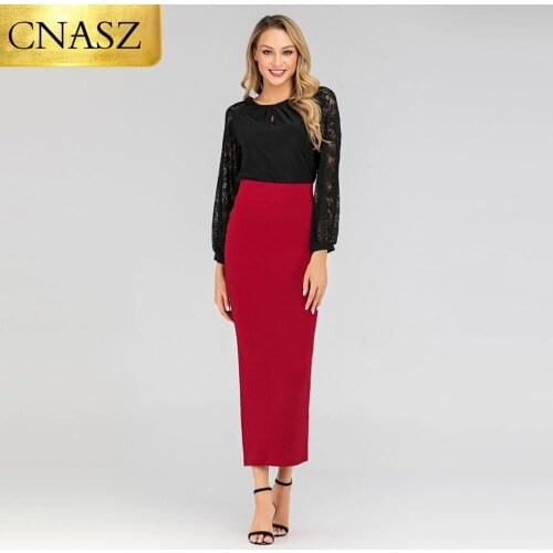 New Plain Color Clothing Fashion Winter Knit Office Dress Design For Muslim Ladies Casual Skirt