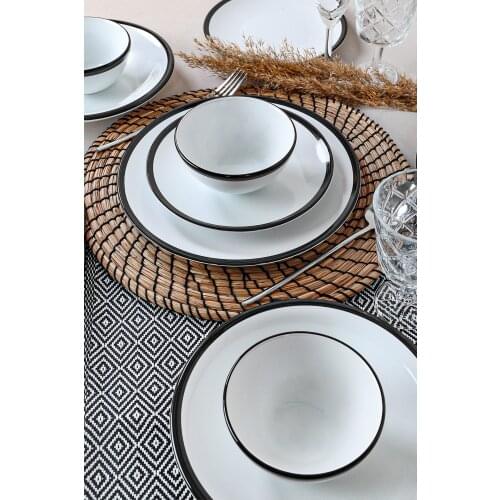 Black Line Dinner set 24 Piece 6 Personality Turkiyede manufactured