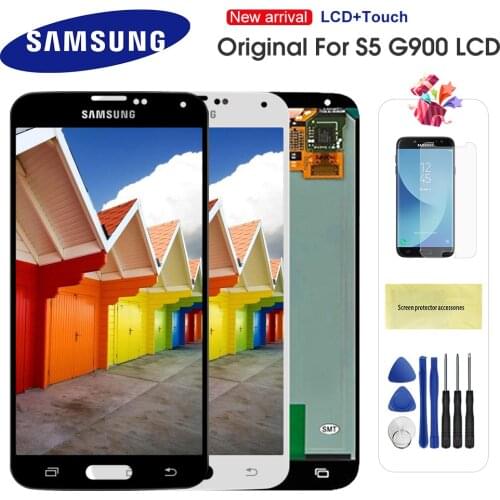 Original S5 LCD For Samsung Galaxy S5 I9600 G900 G900A G900F LCD Display Touch Screen Assembly Replacement Super AMOLED For S5