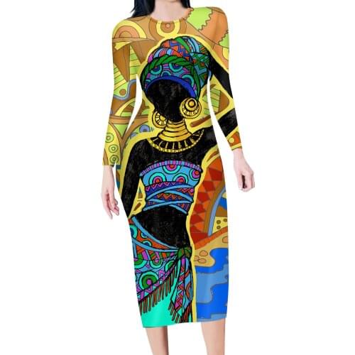 HYCOOL Autumn Black African Girl Dress O-Neck Casual Clothing Plus Size Women Elegant Sexy Vintage Dresses Work Party Vestidos