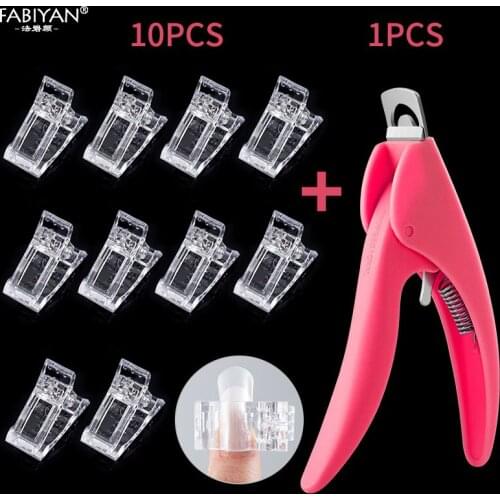 Plastic Nail Tips Clip Gel Quick Building Fingernail Extension Clamps 10Pcs/set Manicure Transparent Tool