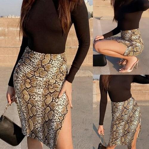 Hot kf-Spring Women Clothing Snake Print Skirt Street Hipster Sexy Short Skirt Is Thin High Waist Skirt Hip Skirt