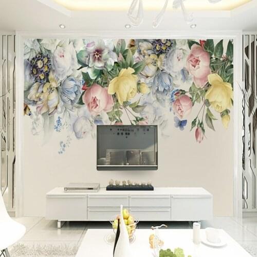 Drop Shipping Custom Photo Wallpaper Hand Painted Retro Roses TV Background Wall Mural Living Room Restaurant Bedroom Wallpaper