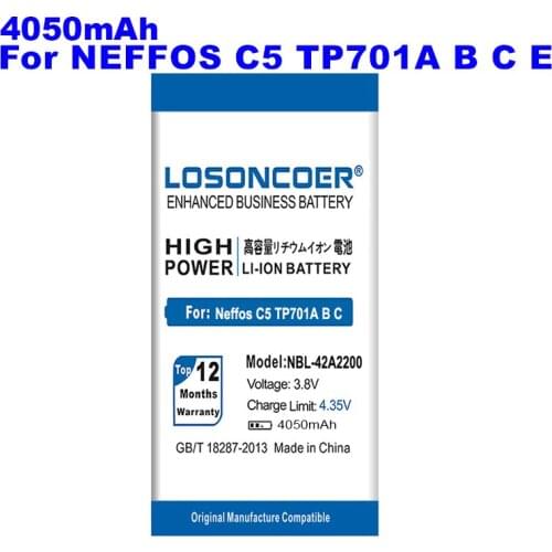 LOSONCOER NBL-42A2200 4050mAh 3.8V Replacement Battery For neffos C5 TP701A B C E High Quality Battery ~In Stock +Tools