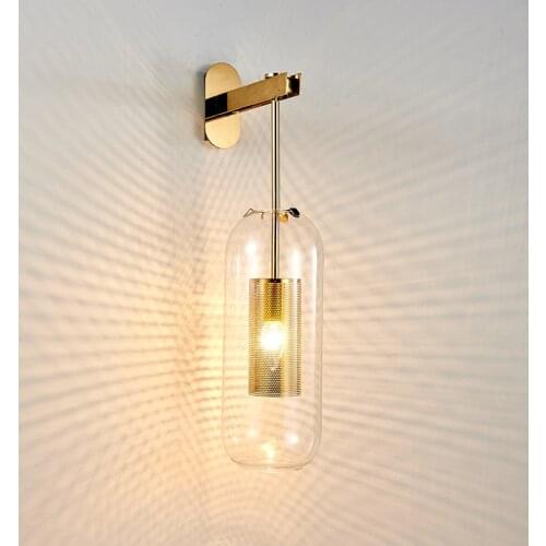 Modern Glass Wall Lamp Gold Sconce Wall Lights for Home Industrial Decor Bedroom Bathroom Mirror Light Fixtures Vanity Light