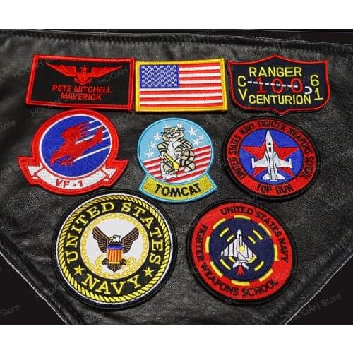 Top Gun Flight Test MAVERICK Ranger Patch Tomcat US Navy Fighter Weapon School Academic Squadron Badge Patches For Jacket
