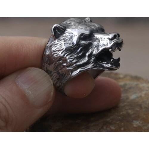 Domineering Slavic Bear Rings For Men Vintage Stainless Steel Viking Ring Nordic Amulet Jewelry Accessories Wholesale
