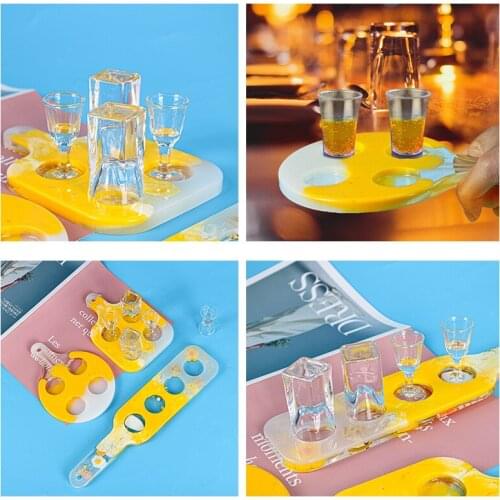 Xinyao 1pc White Mirror Wine Glass Type Round Square Red Wine Holder Resin Wine Glass Mould For Jewelry Making