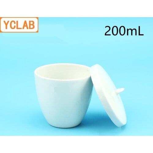 YCLAB 200mL Ceramic Crucible Medium Wall with Lid Pottery Porcelain Crockery Earthen Laboratory Chemistry Equipment