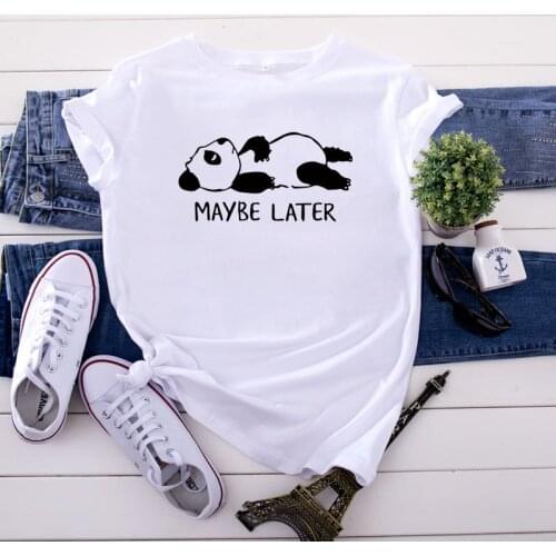 100% Cotton Summer New Womens T-shirt O-Neck Harajuku Cartoon Panda Top Casual Female T shirt Oversized Size S-5XL