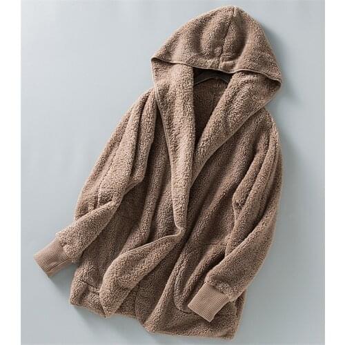 Women Winter Oversize Hoodies Loose Fluffy Jacket Girl Warm Outwear Long Sleeve Hooded Coat Sweatshirts Cardigan Tops