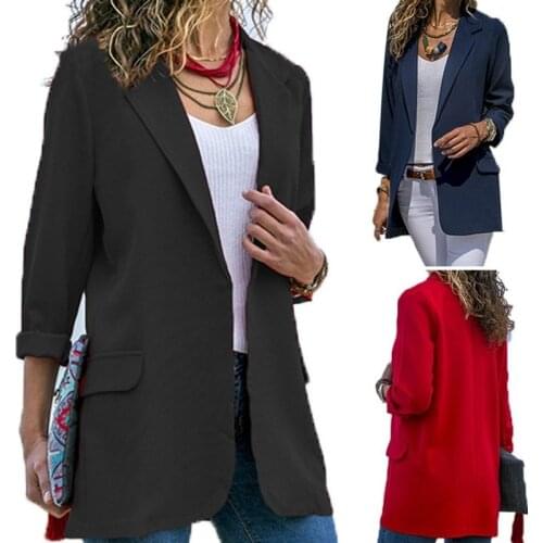 Womens Coats and Jackets Spring2021 Fashion Ladies Thin No Buttons Red Suit Blazer Oversize Casual Solid Outwear Female 3XL