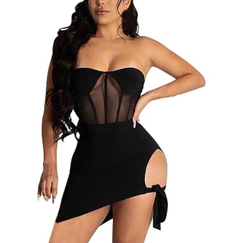 Women Bodycon Dress Sexy Nightclub Skirt Slash Neck Sleeveless Two-Piece Pleated Party Dresses Outfits платье летнее женское g4