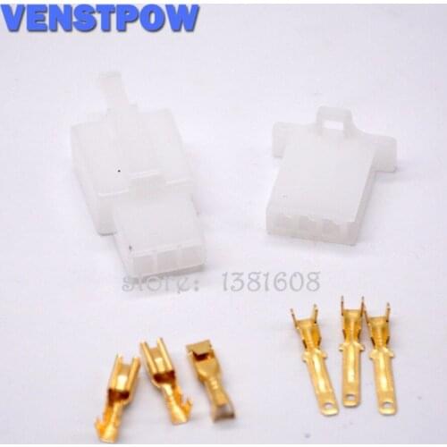 10 sets/lot 2.8mm Connector 3 pin Auto Electrical Wire 2.8 Connector Kits Male Female Socket Plug for Motorcycle Motorbike Car