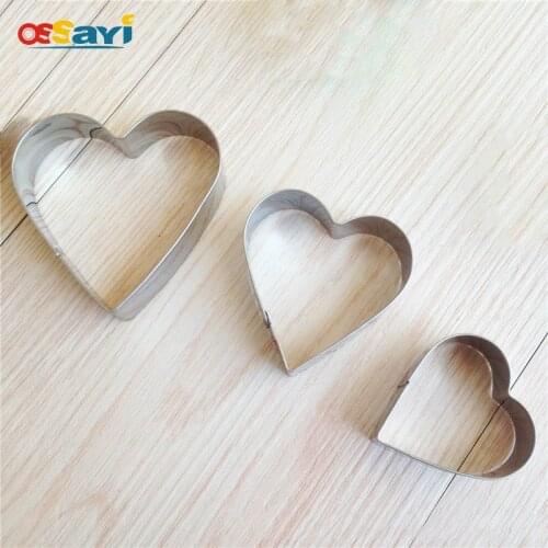 3Pcs/Set Heart Shape Cookie Molds Stainless Steel Cookie Fruit Cutter Mold Tools Stainless Steel Mold Kitchen Accessories