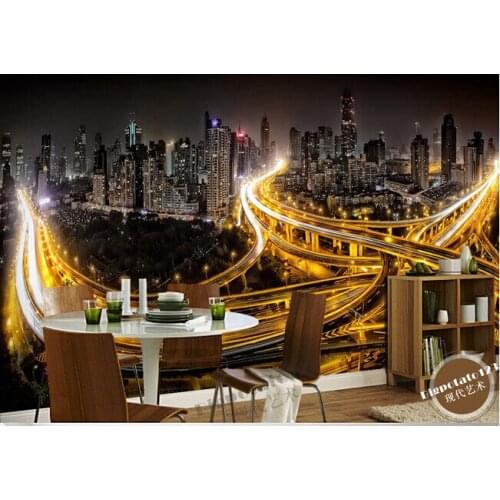 The custom 3D murals,city Highway brilliantly illuminated papel de parede,living room sofa TV wall bedroom wall paper