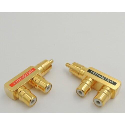 4pcs Gold Plated RCA Plug 1 Male to 2 rca Female AV Audio video Splitter cable Adapter jack connector