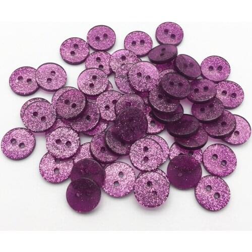 500pcs 13mm Purple Round Glitter Sparkly Buttons Resin 2 Holes Dress Button Embellishments Sewing Accessories Craft