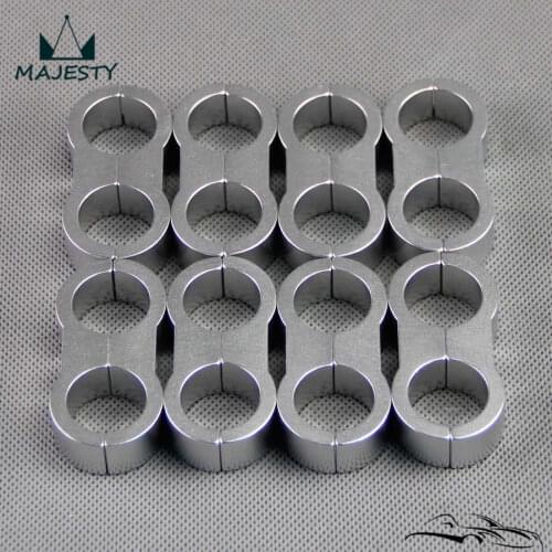 8pcs AN -10 AN10 19MM Black Braided Hose Separator Clamp Fitting Adapter Bracket SILVER