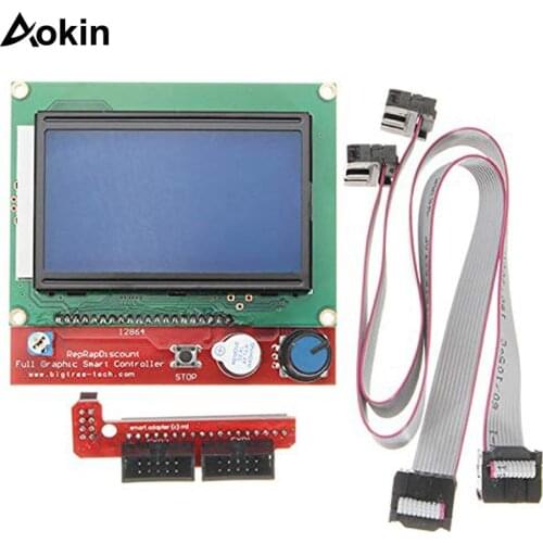 Aokin 1 X LCD12864 Controller + 1 X Switch Board + 2 X 30cm Cable LCD Control Panel 3d Printer Controller Display 2019 Hot Sale