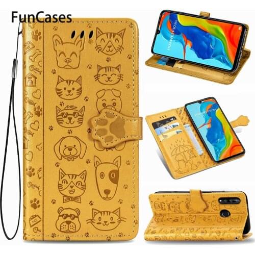 Y7P Lovely Cat Cases For telefon Huawei P40 Pro Capa Glitter Capa sFor Huawei cover P30 Lite Plus Pro P40 Y7P Wallet Flip Case