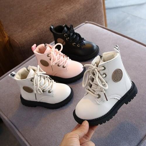 Childrens plush boots boys and girls British wind warm Martin boots baby soft-soled boots baby girl boots boots for kids
