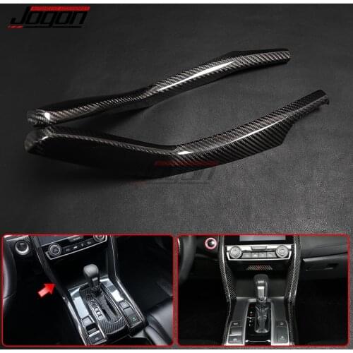 For 10th Gen. Civic Type R 2017-2020 Car interior trim Center Console Side Gear Shift Trim Panel Cover Dry Carbon Fiber