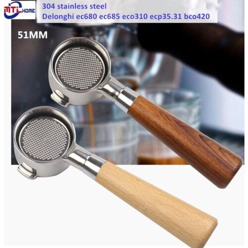 Coffee Bottomless Filter For Delonghi eco310 ecp35.31 EC680 51MM Replacement Filter Basket Coffee Accessories Cafe For barista