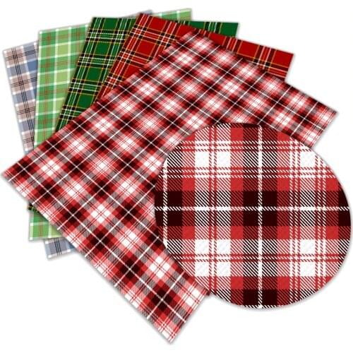 DIY Hair Accessories Bowknot Bag Colorful Plaid Pattern Printed Artificial Leather Sheet 22X30cm A4