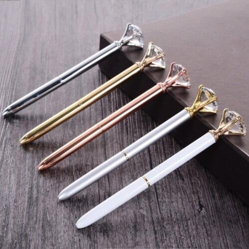 Creative Crystal Ballpoint Pen Big Gem Metal With Large Diamond Magical Pen Fashion School Office Supplies Christmas Gift