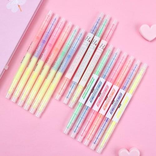 Creative Highlighters Student Markers Colored Fluorescent Pen Memo Markers For School Office Supplies Stationery