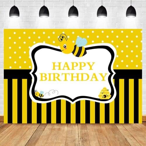 Neoback Bumble Bee Backdrop Sweet As Can Bee Birthday Party Photography Background Honey Bee Black Yellow Stripes Banner