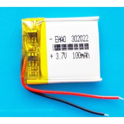 Model 302022 100mAh small size lipo rechargeable battery lithium polymer for MP3 bluetooth watch pen MID headset headphon