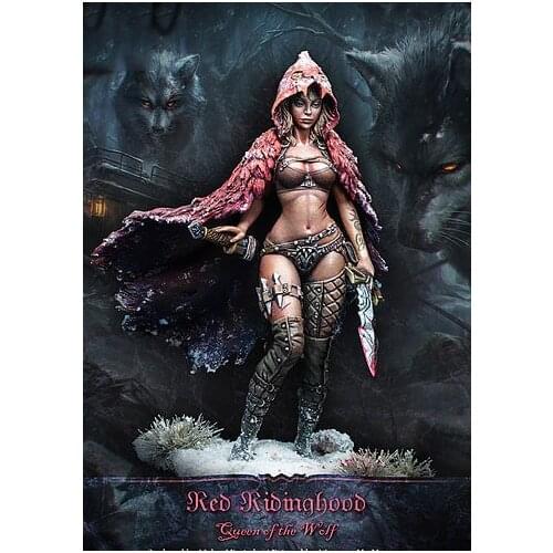 New Unassembled 1:24 75mm On the Road Red Ridinghood Figures Resin Kit DIY Toys Unpainted kits