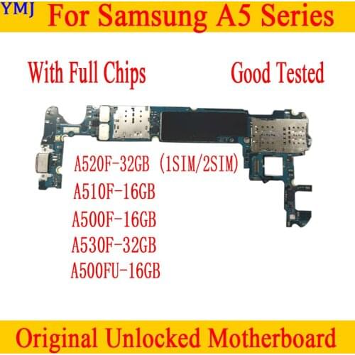 Original Motherboard Unlocked For Samsung Galaxy A5 A510F A520F A500F A500FU A530F Mainboard with Full chips Logic Board tested