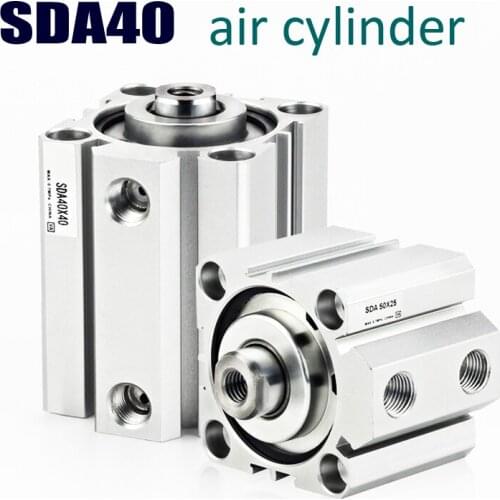 SDA40 series Pneumatic air Cylinder 40mm Bore 55 60 65 70 75 80 90 100mm Stroke Aluminum Alloy SDA Thin Type Piston Cylinder