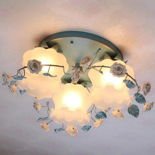 Korean pastoral Mediterranean Nordic style ceiling lamp blue clothing store childrens room lamp bedroom lamp dining room lamp