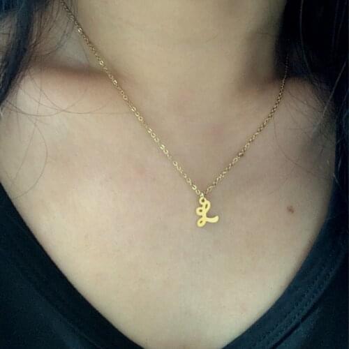 Simple Vintage A-Z Alphabet Charm Choker Clavicle Necklace Classic Initial 26 Letters Gold Color Stainless Steel Chain Jewelry