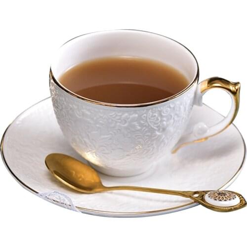 Luxury Ceramic Coffee Cups White European Vintage Coffee Cup Royal Bone China Gold Rim Tazas Para Cafe Espresso Cups BC50BD