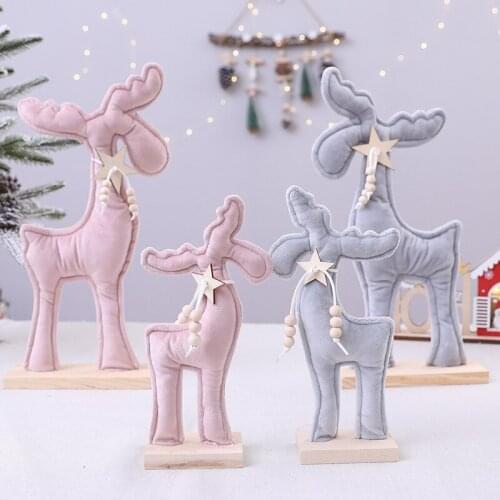 Christmas decorations creative wooden fabric deer decorations cafe window home desktop cute gifts decorations dressing supplies