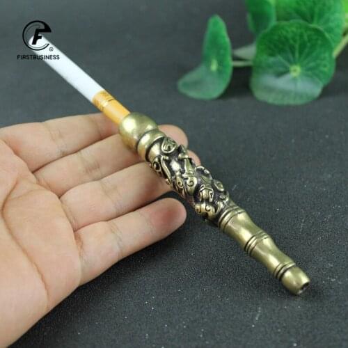 Handheld Smoking Pipe Tobacco For Hookah Brass Copper God Beast Tobacco Tube Portable Smoking Pipe Shisha Hookah Accessories