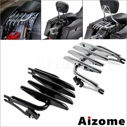 Steel Motorcycle Detachable Two-up Stealth Luggage Rack For Harley Touring Road King Street Glide Electra Glide Road Glide 09-15