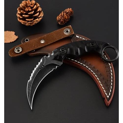 Outdoor Survival Claw Tactical Teeth Knife Sharp Fixed Blade Knife with Sheath Karambit Knife