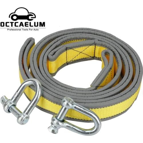 High Strength Car Trailer Towing Rope Reflective 8 Tons 4 Meters Recovery Tow Strap Flat Sling Rope with U-shape Hooks
